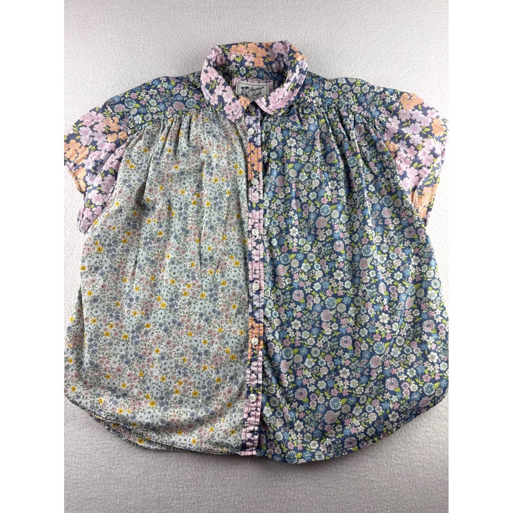 American Eagle Mixed Floral Patchwork Button Down… - image 1